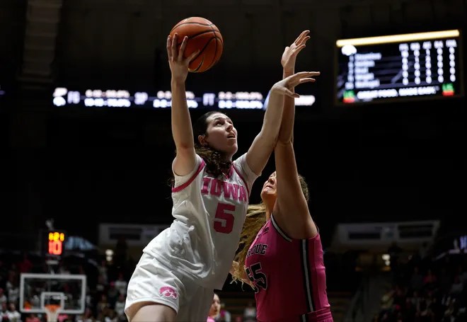 Heiden tallies 21-point double-double as No. 13 Iowa women beat Purdue&nbsp;83-74